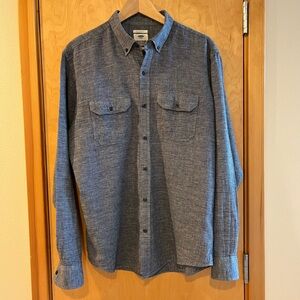 Old Navy Slim Fit Button Down Shirt Men’s Large Gray Chambray Workwear Utility